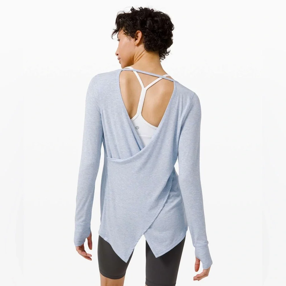 Lululemon Loved and Lifted Long Sleeve•Open Back-Heather Daydream•LIKE NEW•6 - Picture 4 of 15